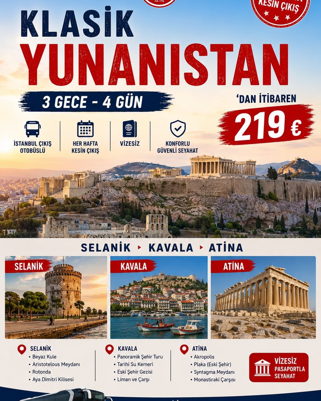 SELANİK ATİNA KAVALA KLASİK YUNANİSTAN TURU