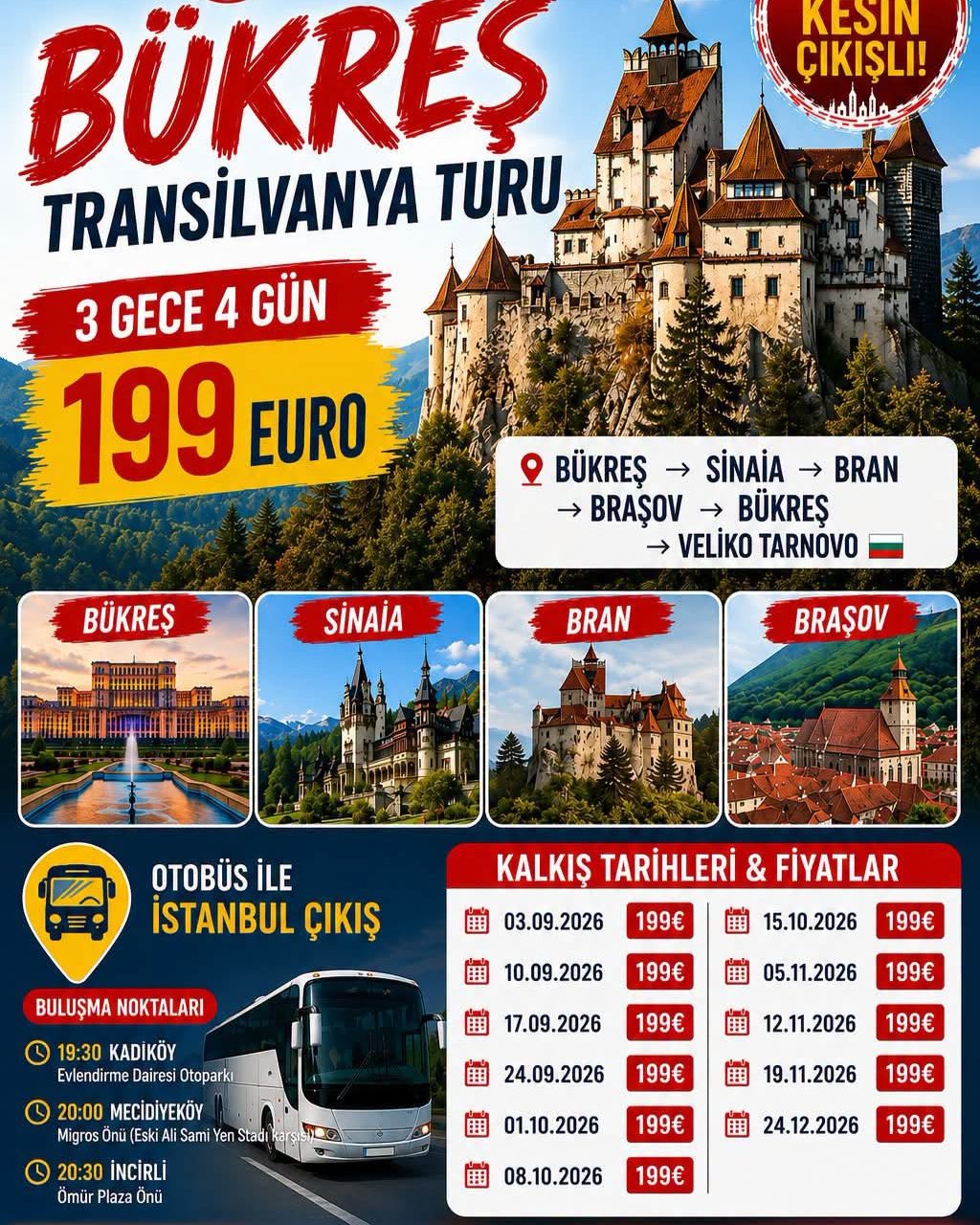 BÜKREŞ TRANSİLVANYA TURU 3 GECE 4 GÜN