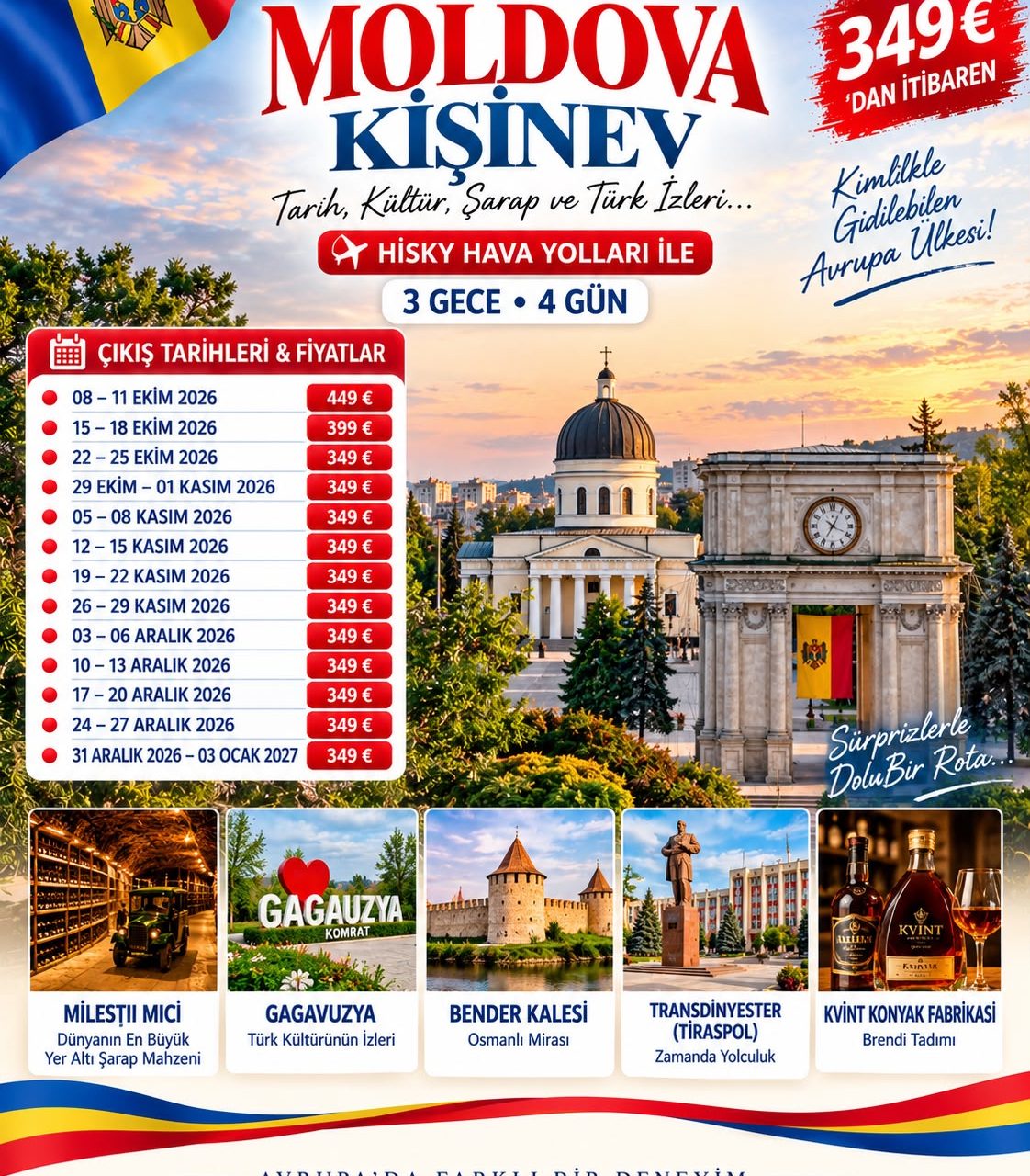 MOLDOVA & KİŞİNEV  KİMLİKLE 3 GECE • 4 GÜN 349 €’DAN İTİBAREN