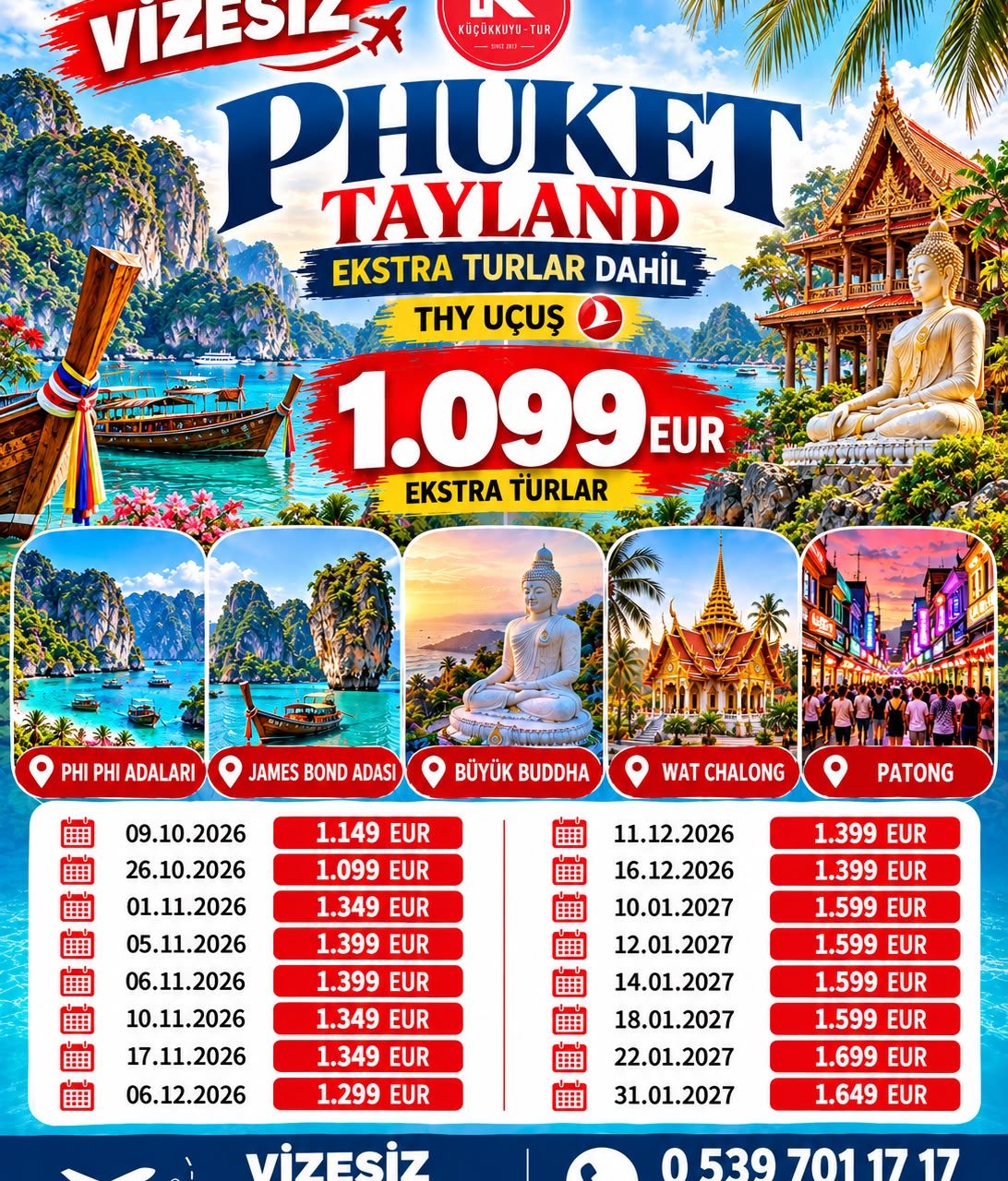 ELEGANT PHUKET EXTRA TURLAR DAHİL 1099  EURODAN THY UÇUŞ