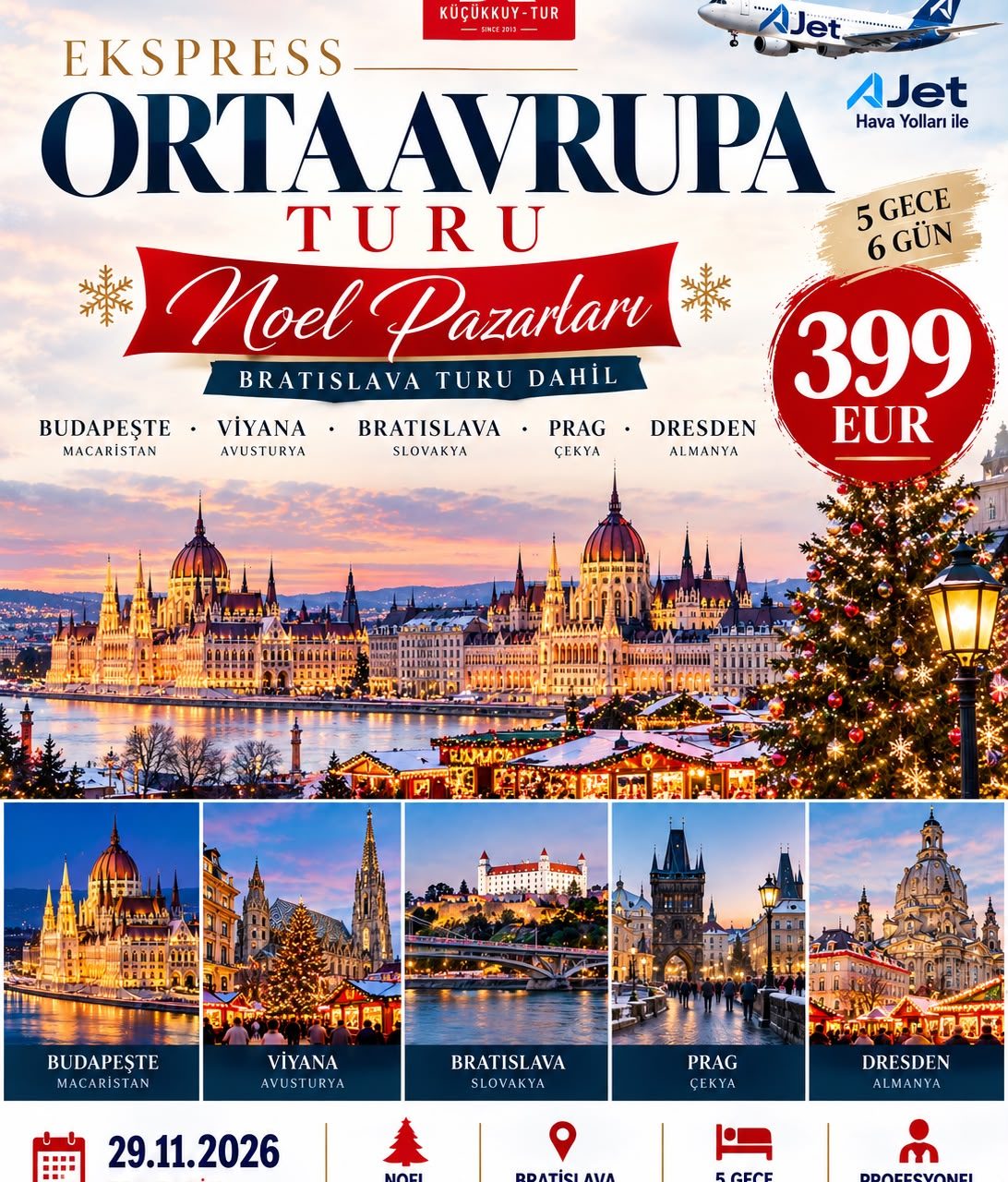 Ekspress Orta Avrupa Turu Noel Pazarları  Bratislava Turu Dahil 5 Gece 6 Gün
