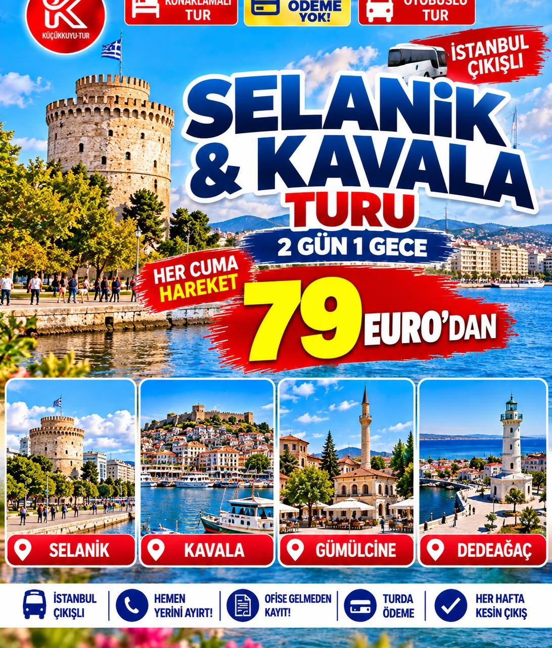 Selanik & Kavala Turu Her Cuma Hareket 79 EURODAN