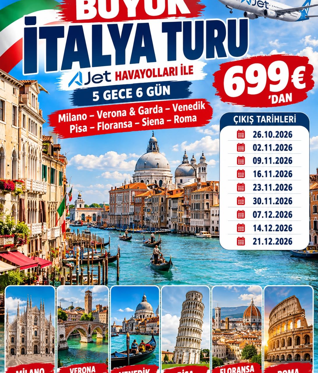 Büyük İtalya Turu 5 Gece 6 Gün (Bergamo–Roma