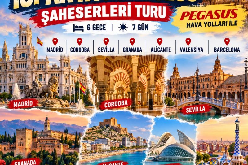 İZMİR’DEN MEGA İSPANYA VE ENDÜLÜS ŞAHESERLERİ TURU PEGASUS HAVA YOLLARI İLE 6 GECE Madrid Gidiş – Barcelona Dönüş